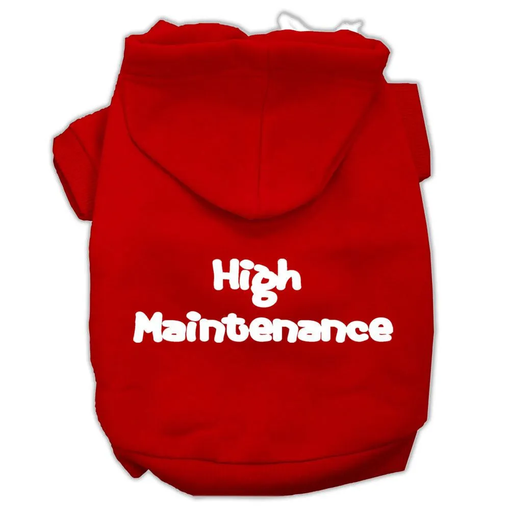 High Maintenance Screen Print Pet Hoodies Red Size L (14)